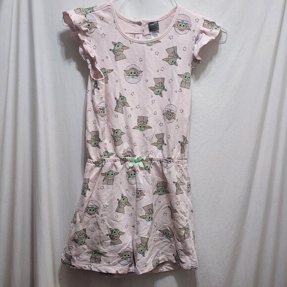 Star Wars Other - Star Wars Baby Yoda Grogu The Child Pink Shortall Jumpsuit Girls 10-12